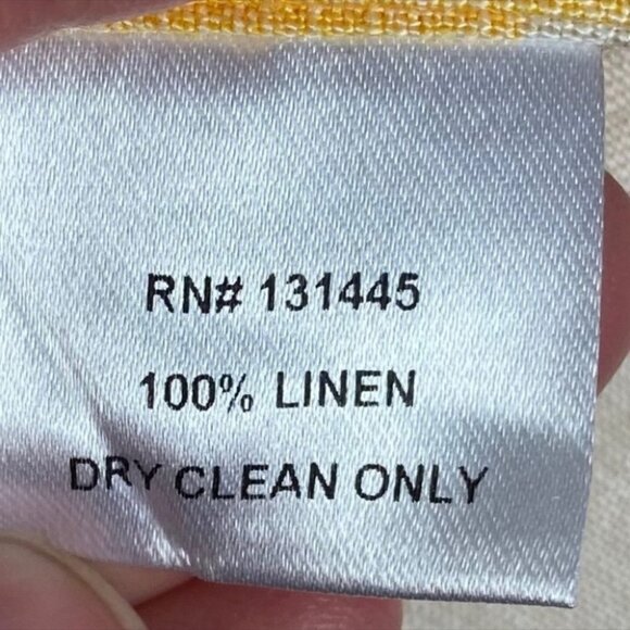 Anthropologie Whit Yellow Mariposa Top 100% Linen Size Large Gingham‎ Bohemian L - Picture 3 of 12